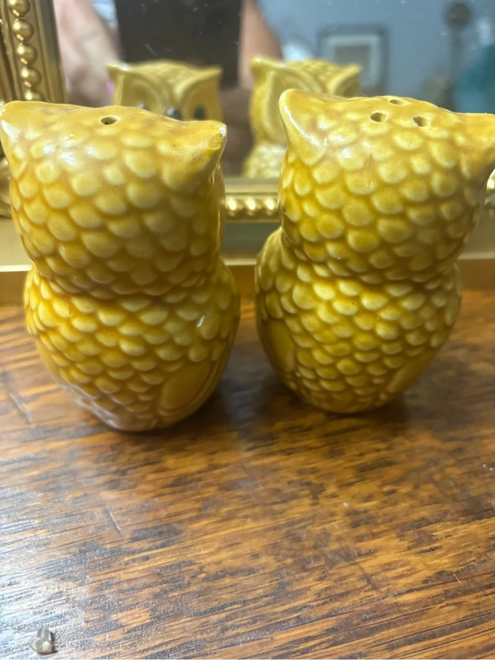 Vintage Florida Owl Salt & Pepper Shakers - Yellow Ceramic